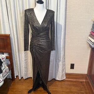 Vince Camuto Shimmering Black Long Sleeve Dress